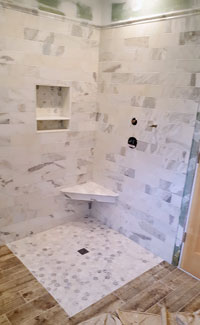curbless shower installed for accessibility